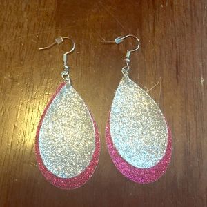 Faux Leather Glitter Earrings